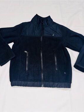 Nautica Boys' Black Polar Zip-Up Jacket 4/5 Stand Collar Soft Interior NWT
